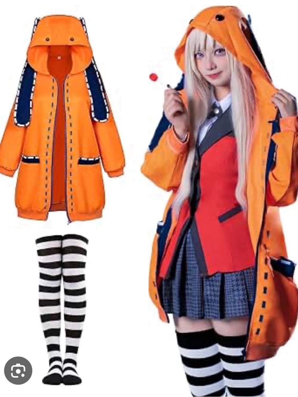 New Kidukso Cool Anime Runa Cosplay Costume Women Orange Hoodie - XL